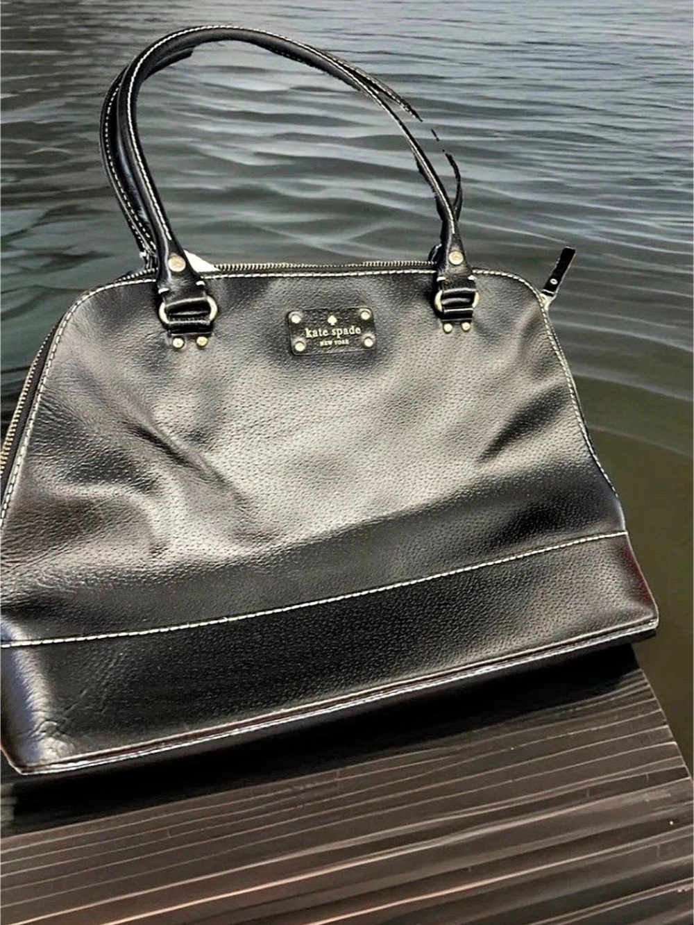Kate Spade Black Leather Shoulder Bag Satchel Like New